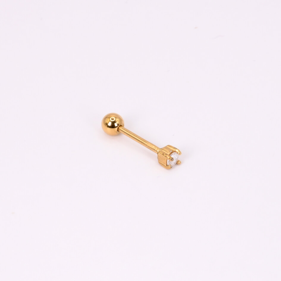 Χρυσό Piercing με Διαμαντένια Κουκκίδα από Ανοξείδωτο Ατσάλι 172772.80.F10