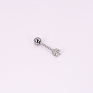 Ασημί Piercing με Διαμαντένια Κουκκίδα από Ανοξείδωτο Ατσάλι 172772.95.F10
