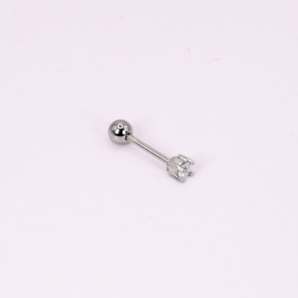 Ασημί Piercing με Διαμαντένια Κουκκίδα από Ανοξείδωτο Ατσάλι 172772.95.F10