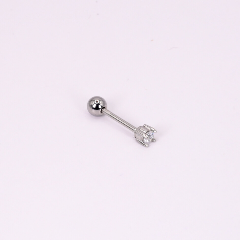 Ασημί Piercing με Διαμαντένια Κουκκίδα από Ανοξείδωτο Ατσάλι 172772.95.F10