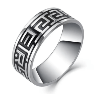 Ανδρικό Δαχτυλίδι Ατσάλινο με Μοτίβο Greek Key